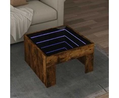 Kavos staliukas su Infinity LED lemputėmis, dūminis, 50x50x30cm