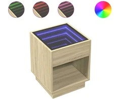 Kavos staliukas su Infinity LED lemputėmis, ąžuolo, 40x40x50cm