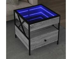 Kavos staliukas su Infinity LED lemputėmis, pilkas, 50x50x51cm