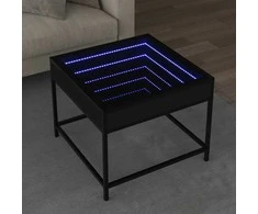 Kavos staliukas su Infinity LED lemputėmis, juodas, 50x50x41cm