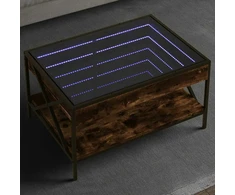 Kavos staliukas su Infinity LED lemputėmis, dūminis, 70x50x38cm