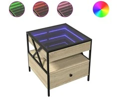 Kavos staliukas su Infinity LED lemputėmis, ąžuolo, 50x50x51cm