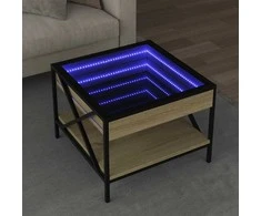 Kavos staliukas su Infinity LED lemputėmis, ąžuolo, 50x50x38cm