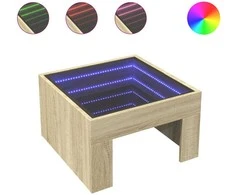 Kavos staliukas su Infinity LED lemputėmis, ąžuolo, 50x50x30cm