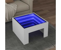 Kavos staliukas su Infinity LED lemputėmis, baltas, 50x50x30cm