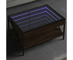Kavos staliukas su Infinity LED lemputėmis, rudas, 70x50x38cm