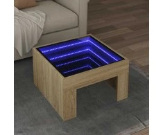 Kavos staliukas su Infinity LED lemputėmis, ąžuolo, 50x50x30cm