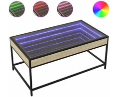 Kavos staliukas su Infinity LED lemputėmis, ąžuolo, 90x50x41cm