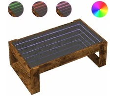 Kavos staliukas su Infinity LED lemputėmis, dūminis, 90x53x30cm