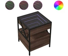 Kavos staliukas su Infinity LED lemputėmis, rudas, 40x40x51cm