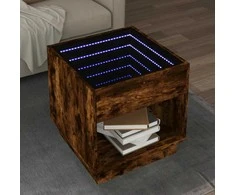 Kavos staliukas su Infinity LED lemputėmis, dūminis, 50x50x50cm