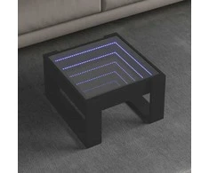 Kavos staliukas su Infinity LED lemputėmis, juodas, 50x53x30cm
