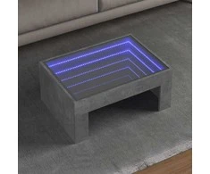 Kavos staliukas su Infinity LED lemputėmis, betono, 70x50x30cm