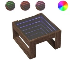 Kavos staliukas su Infinity LED lemputėmis, rudas, 50x53x30cm