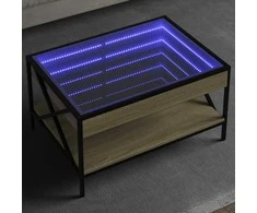 Kavos staliukas su Infinity LED lemputėmis, ąžuolo, 70x50x38cm