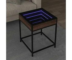 Kavos staliukas su Infinity LED lemputėmis, rudas, 40x40x51cm
