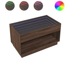 Kavos staliukas su Infinity LED lemputėmis, rudas, 90x50x50cm