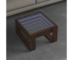 Kavos staliukas su Infinity LED lemputėmis, rudas, 50x53x30cm