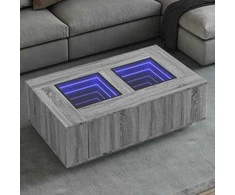 Kavos staliukas su Infinity LED, pilkas ąžuolo, 116x69x40cm