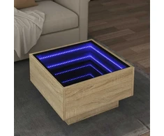 Kavos staliukas su LED, ąžuolo, 50x50x30cm, apdirbta mediena