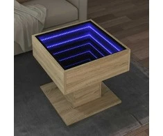 Kavos staliukas su LED, ąžuolo, 50x50x45cm, apdirbta mediena