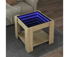 Kavos staliukas su LED, ąžuolo, 53x53x45cm, apdirbta mediena
