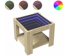 Kavos staliukas su LED, ąžuolo, 53x53x45cm, apdirbta mediena
