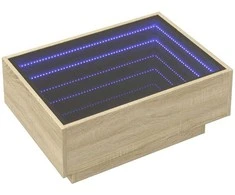 Kavos staliukas su LED, ąžuolo, 70x50x30cm, apdirbta mediena