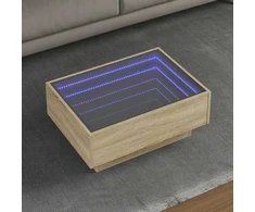 Kavos staliukas su LED, ąžuolo, 70x50x30cm, apdirbta mediena