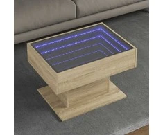 Kavos staliukas su LED, ąžuolo, 70x50x45cm, apdirbta mediena
