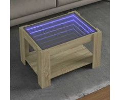Kavos staliukas su LED, ąžuolo, 73x53x45cm, apdirbta mediena