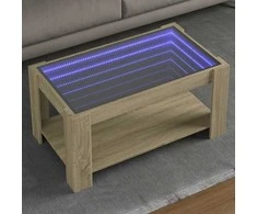Kavos staliukas su LED, ąžuolo, 93x53x45cm, apdirbta mediena