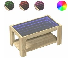 Kavos staliukas su LED, ąžuolo, 93x53x45cm, apdirbta mediena
