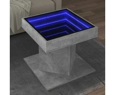 Kavos staliukas su LED, betono, 50x50x45cm, apdirbta mediena