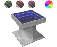 Kavos staliukas su LED, betono, 50x50x45cm, apdirbta mediena