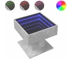 Kavos staliukas su LED, betono, 50x50x45cm, apdirbta mediena