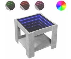 Kavos staliukas su LED, betono, 53x53x45cm, apdirbta mediena