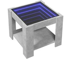 Kavos staliukas su LED, betono, 53x53x45cm, apdirbta mediena