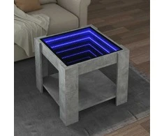 Kavos staliukas su LED, betono, 53x53x45cm, apdirbta mediena