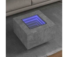 Kavos staliukas su LED, betono, 60x60x40cm, apdirbta mediena