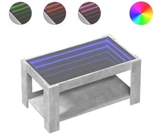 Kavos staliukas su LED, betono, 93x53x45cm, apdirbta mediena