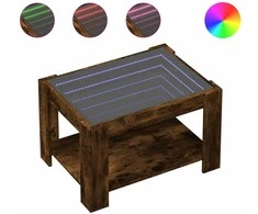 Kavos staliukas su LED, dūminio ąžuolo, 73x53x45cm, mediena