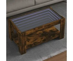 Kavos staliukas su LED, dūminio ąžuolo, 93x53x45cm, mediena
