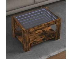 Kavos staliukas su LED, dūminio ąžuolo, 73x53x45cm, mediena
