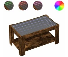 Kavos staliukas su LED, dūminio ąžuolo, 93x53x45cm, mediena