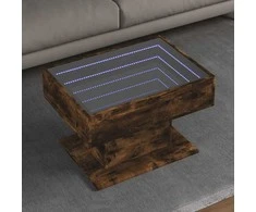 Kavos staliukas su LED, dūminio ąžuolo, 70x50x45cm, mediena