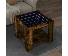 Kavos staliukas su LED, dūminio ąžuolo, 53x53x45cm, mediena