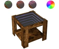 Kavos staliukas su LED, dūminio ąžuolo, 53x53x45cm, mediena