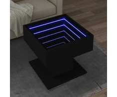 Kavos staliukas su LED, juodas, 50x50x45cm, apdirbta mediena