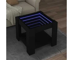 Kavos staliukas su LED, juodas, 53x53x45cm, apdirbta mediena